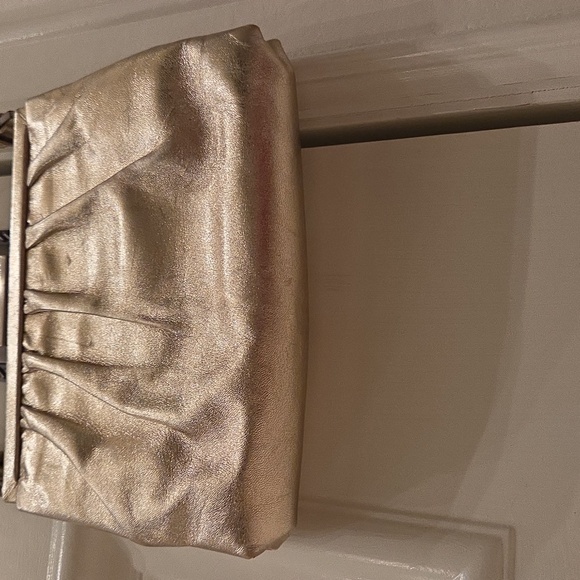 AUTHENTIC CALVIN KLEIN EVENING BAG PURSE METALLIC GOLD SILVER $350 - Picture 3 of 6